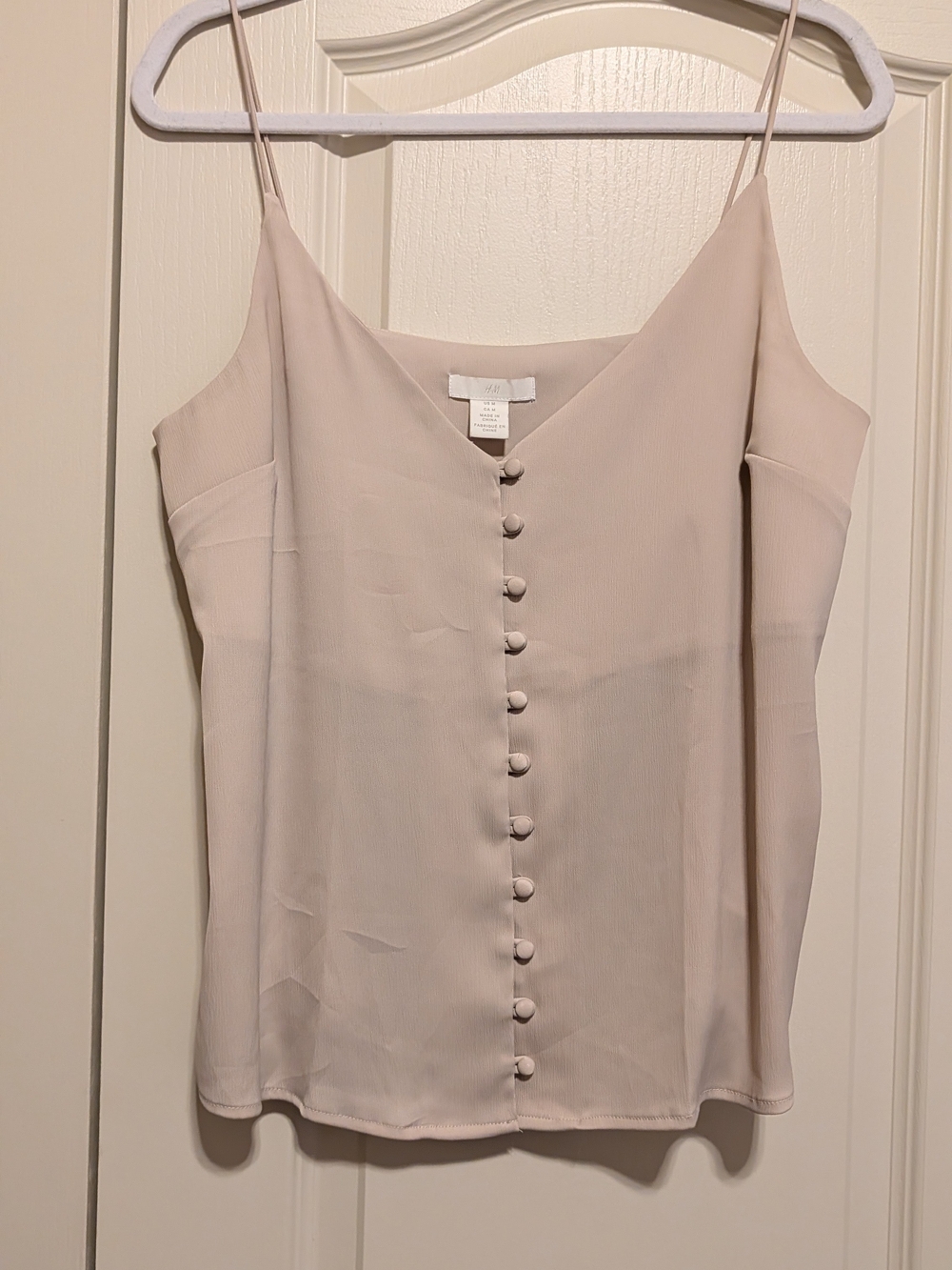 H&M Blush Pink Button-Front Spaghetti Strap Camisole